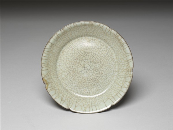 哥窯 青瓷葵口盤