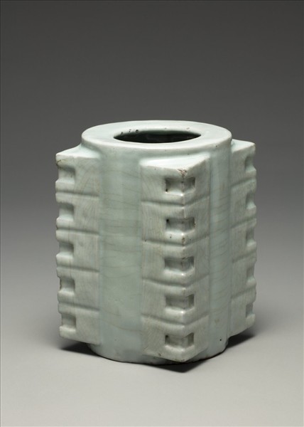 官窯 青瓷琮式瓶