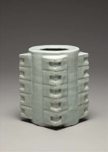 官窯 青瓷琮式瓶