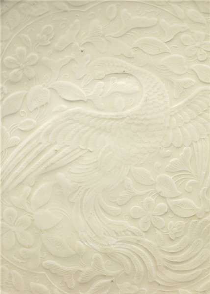 定窯 白瓷印花舞鳳紋盤