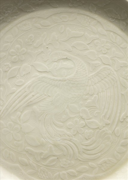 定窯 白瓷印花舞鳳紋盤