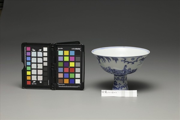 青花〈海棠〉詩意圖高足碗