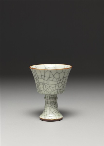 仿哥釉八方高足杯