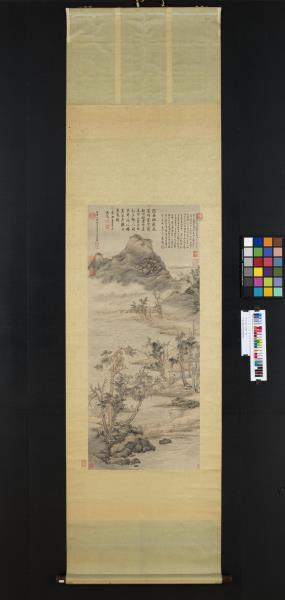 明王紱秋江泛艇　軸