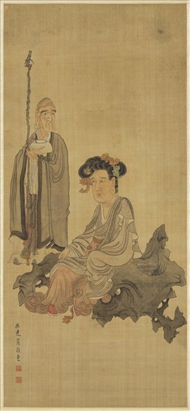 明陳洪綬壽星觀音圖　軸