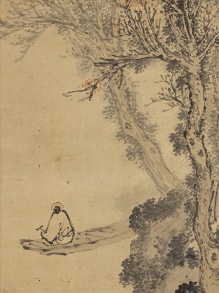 明袁尚統寒江放棹　軸