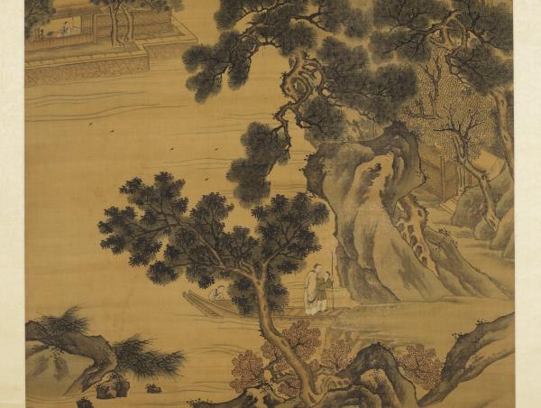 明戴進扁舟訪客　軸