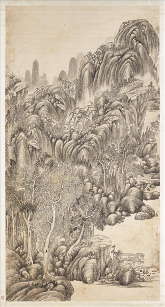 清弘旿墨筆叢岩疊翠　軸