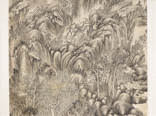 清弘旿墨筆叢岩疊翠　軸