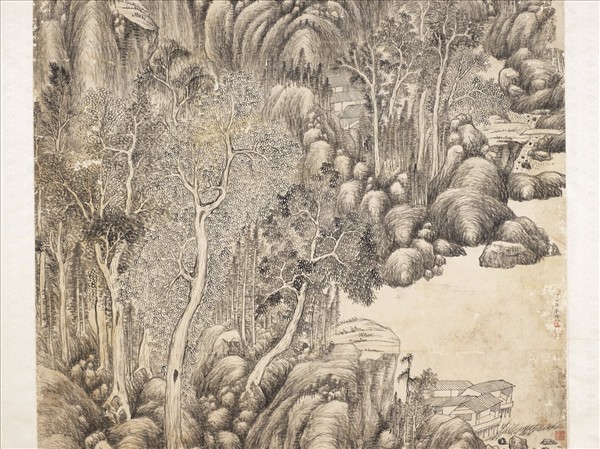 清弘旿墨筆叢岩疊翠　軸