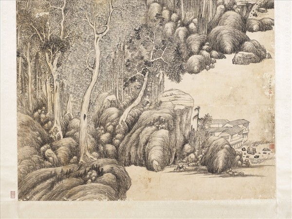 清弘旿墨筆叢岩疊翠　軸