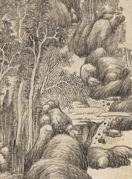 清弘旿墨筆叢岩疊翠　軸