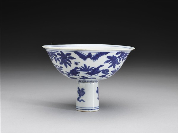 青花花鳥紋高足碗