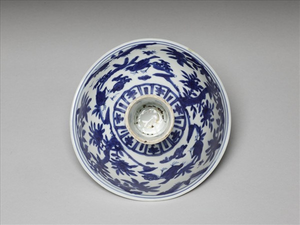 青花花鳥紋高足碗