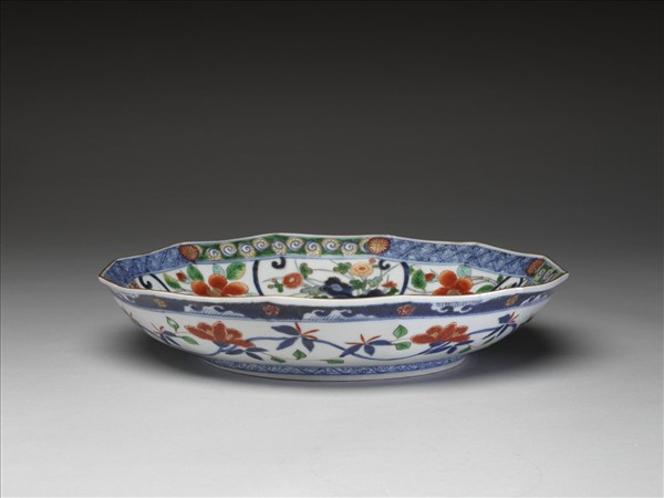 有田窯 五彩花卉紋十二方盤