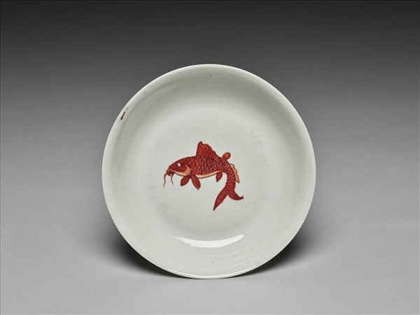 描紅魚紋盤