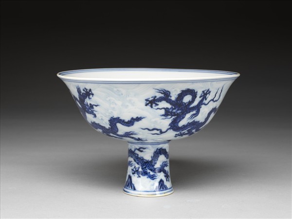 青花龍紋高足碗