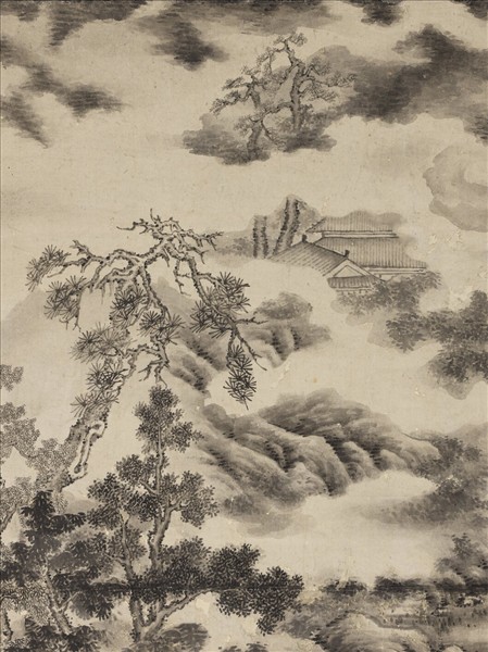 明米萬鍾山水　軸