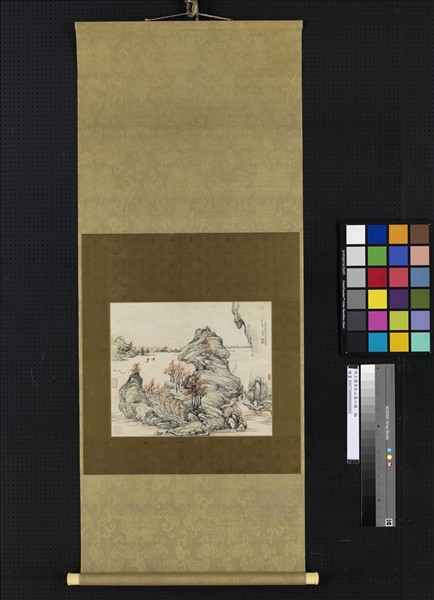 明王建章秋山暮江圖（附跋未裱）　軸