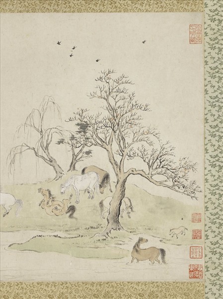 明王建章臨松雪馬圖　軸