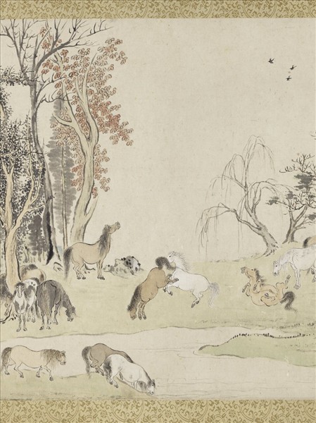 明王建章臨松雪馬圖　軸