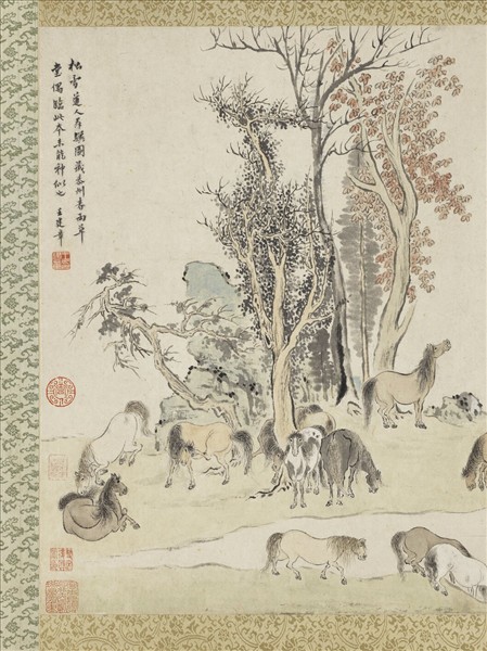 明王建章臨松雪馬圖　軸