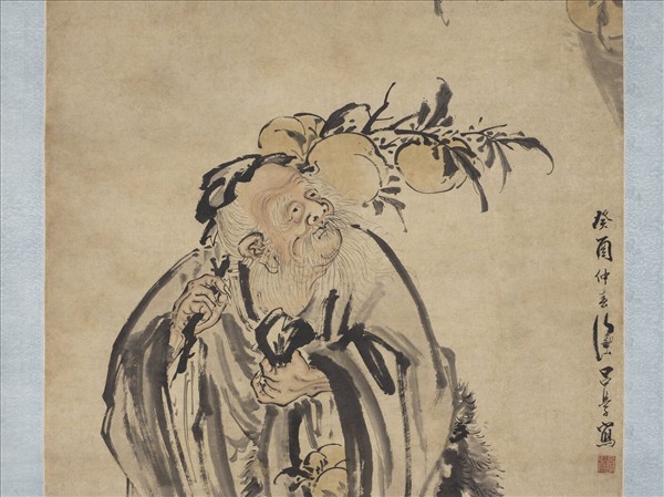 清呂學東方朔負桃　軸