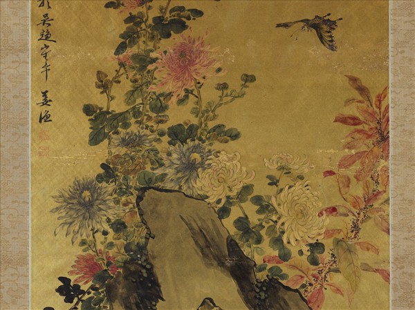 清姜漁花鳥　軸