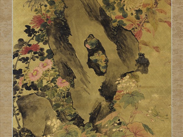 清姜漁花鳥　軸