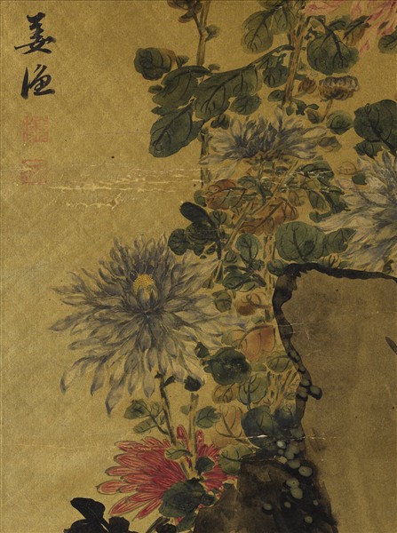 清姜漁花鳥　軸