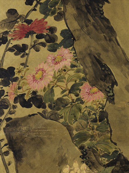 清姜漁花鳥　軸