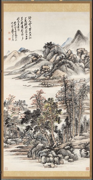 民國趙起山水　軸