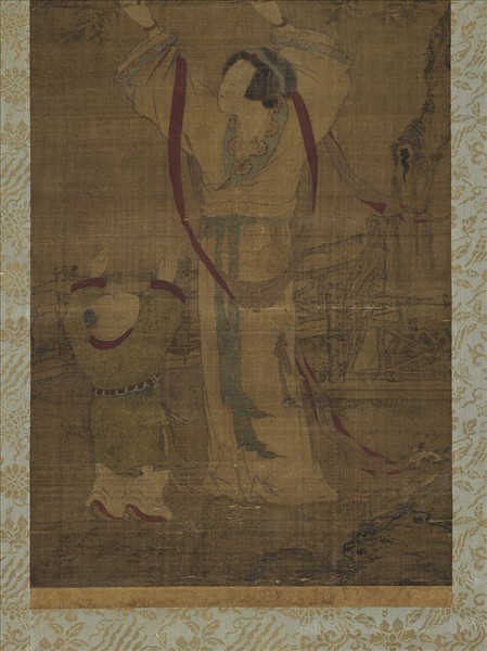 無款宮女折花　軸