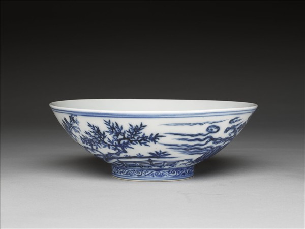 青花仙女乘鶴圖碗