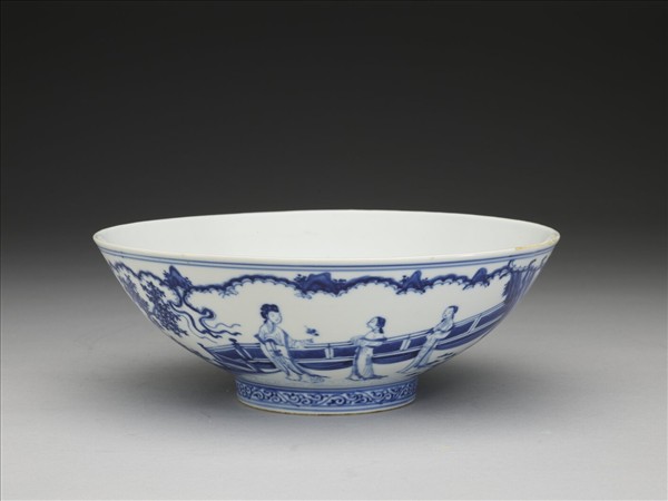 青花仕女圖碗