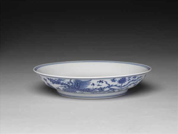 青花穿花鳳凰紋盤