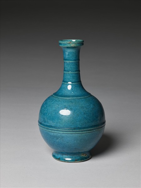 孔雀藍釉弦紋瓶