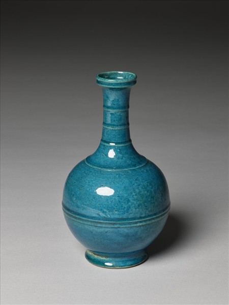 孔雀藍釉弦紋瓶