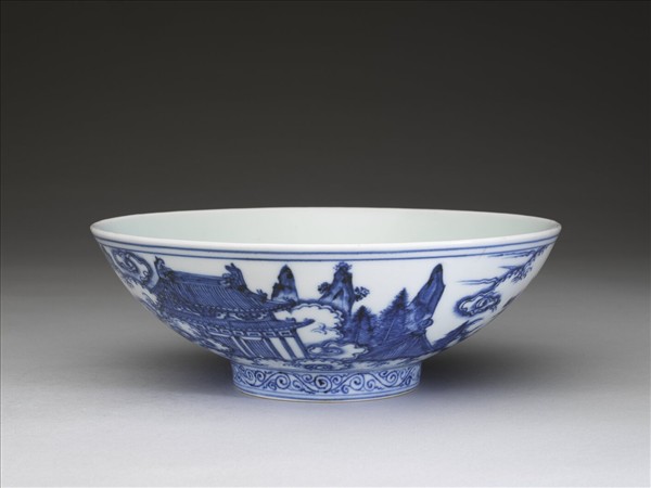 青花雙姝乘鳳圖碗