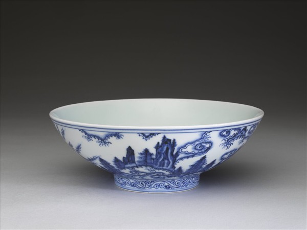 青花雙姝乘鳳圖碗