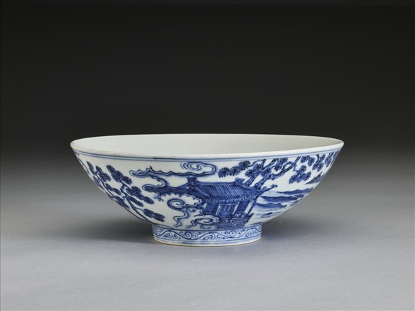 青花仙女乘鶴圖碗