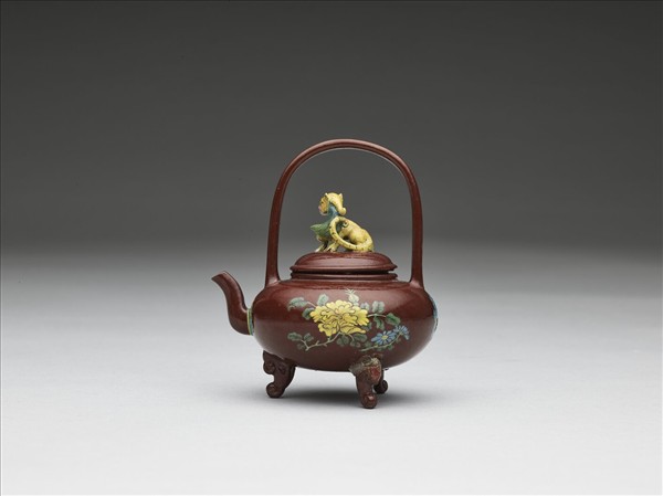 宜興胎畫琺瑯提梁壺