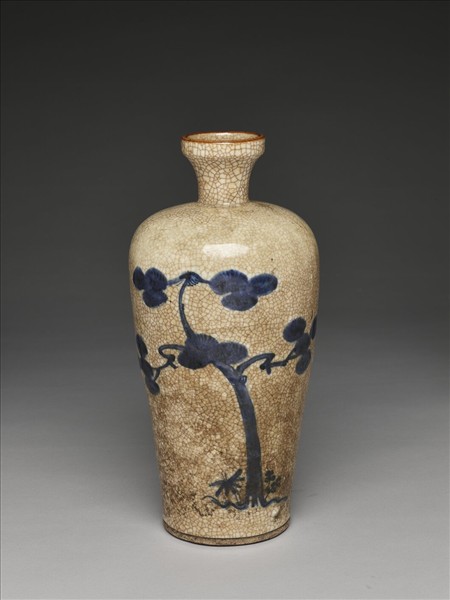 青花鶴鹿長青圖梅瓶