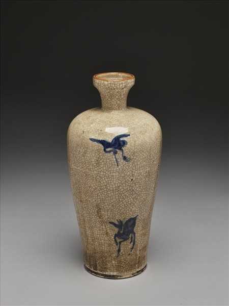 青花鶴鹿長青圖梅瓶