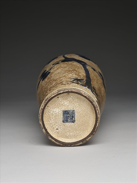 青花鶴鹿長青圖梅瓶