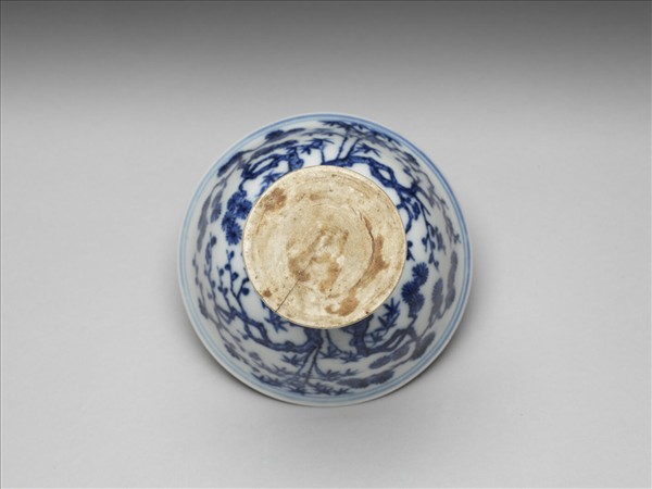 青花三友圖高足杯