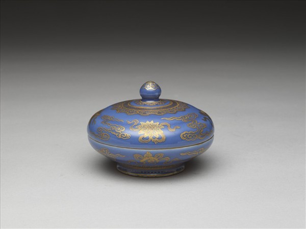 藍地描金蓋盒