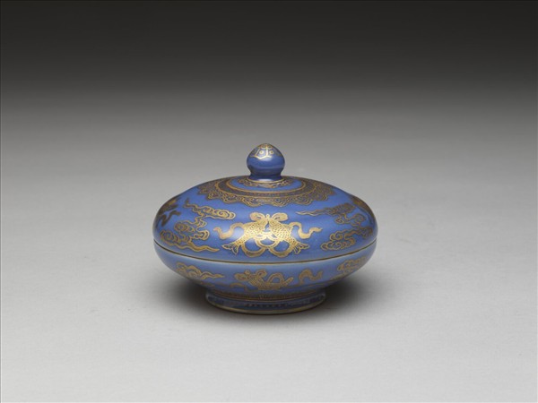 藍地描金蓋盒