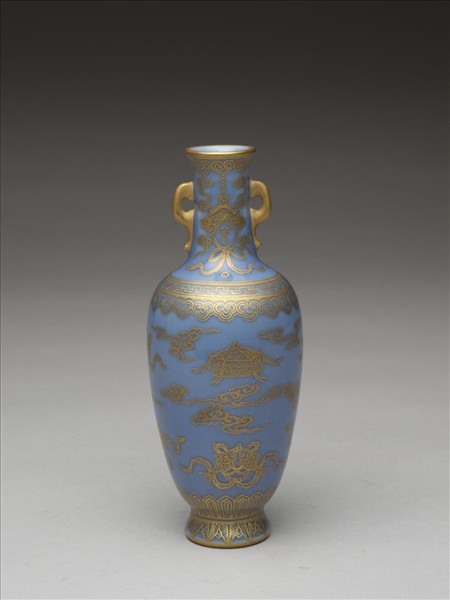 藍地描金瓶