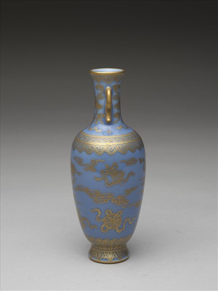 藍地描金瓶
